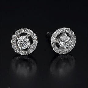 2.30 Ct Brilliant Cut Diamonds Women Studs Halo Earrings With Jackets