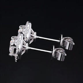 2.30 Ct Brilliant Cut Diamonds Women Studs Halo Earrings With Jackets