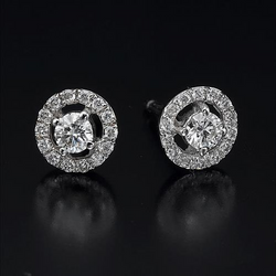 2.30 Ct Brilliant Cut Natural Earth Mined Diamonds Women Studs Halo Earrings With Jackets