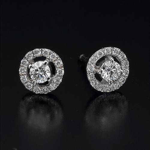 2.30 Ct Brilliant Cut Diamonds Women Studs Halo Earrings With Jackets