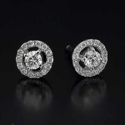 2.30 Ct Brilliant Cut Diamonds Women Studs Halo Earrings With Jackets