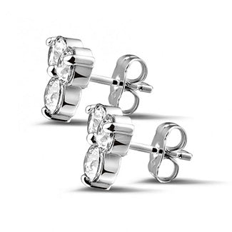2.40 Carats Round Cut Natural Earth Mined Diamond Lady Stud Earrings 14K White Gold