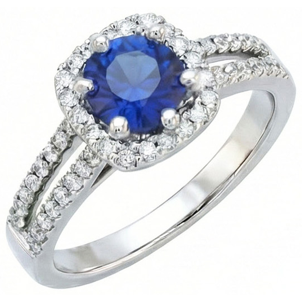 natural round sapphire 2.50ct ring front view
