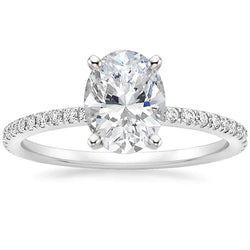 2.50 Carats Prong Set Oval And Round Diamond Ring