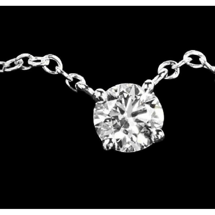 2.50 Carats Natural Diamond Necklace Pendant White Gold 14K New