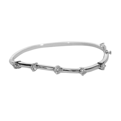 2.50 Ct Round Cut Lab Grown Diamond Bangle 14K White Gold