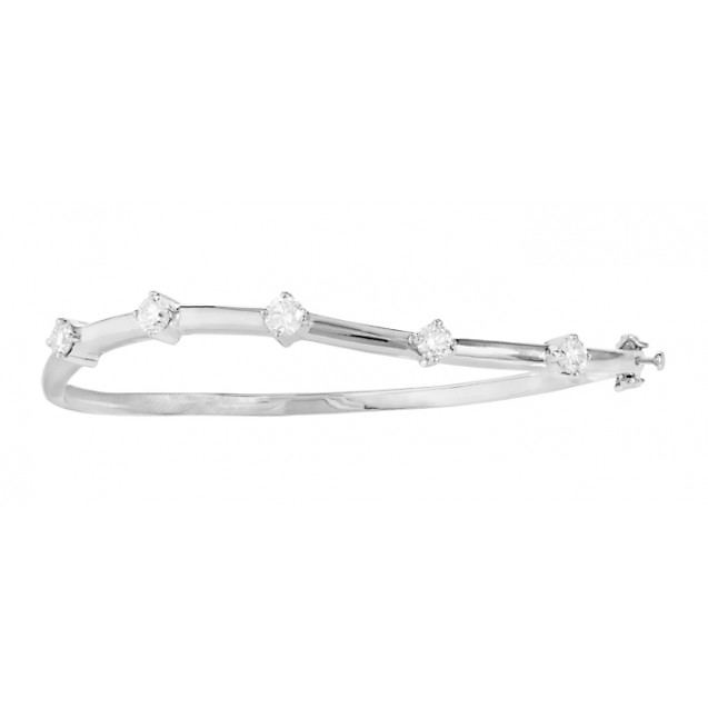 2.50 Ct Round Cut Lab Grown Diamond Bangle 14K White Gold