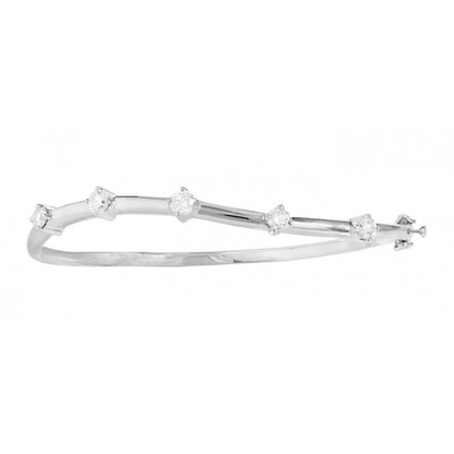 2.50 Ct Round Cut Lab Grown Diamond Bangle 14K White Gold