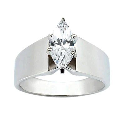 2.5 Carat Marquise Diamond Thick Shank Ring 