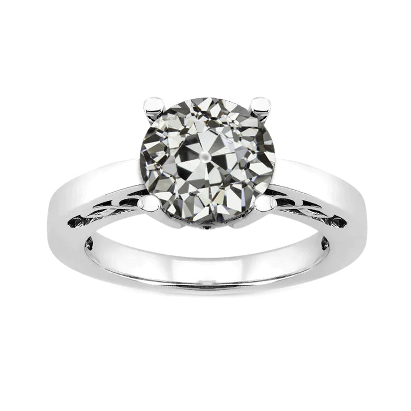2.5 Carat White Gold Old Miner Diamond Ring