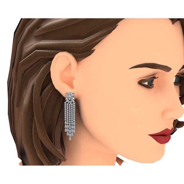 2.5 Inches Diamond Chandelier Earrings