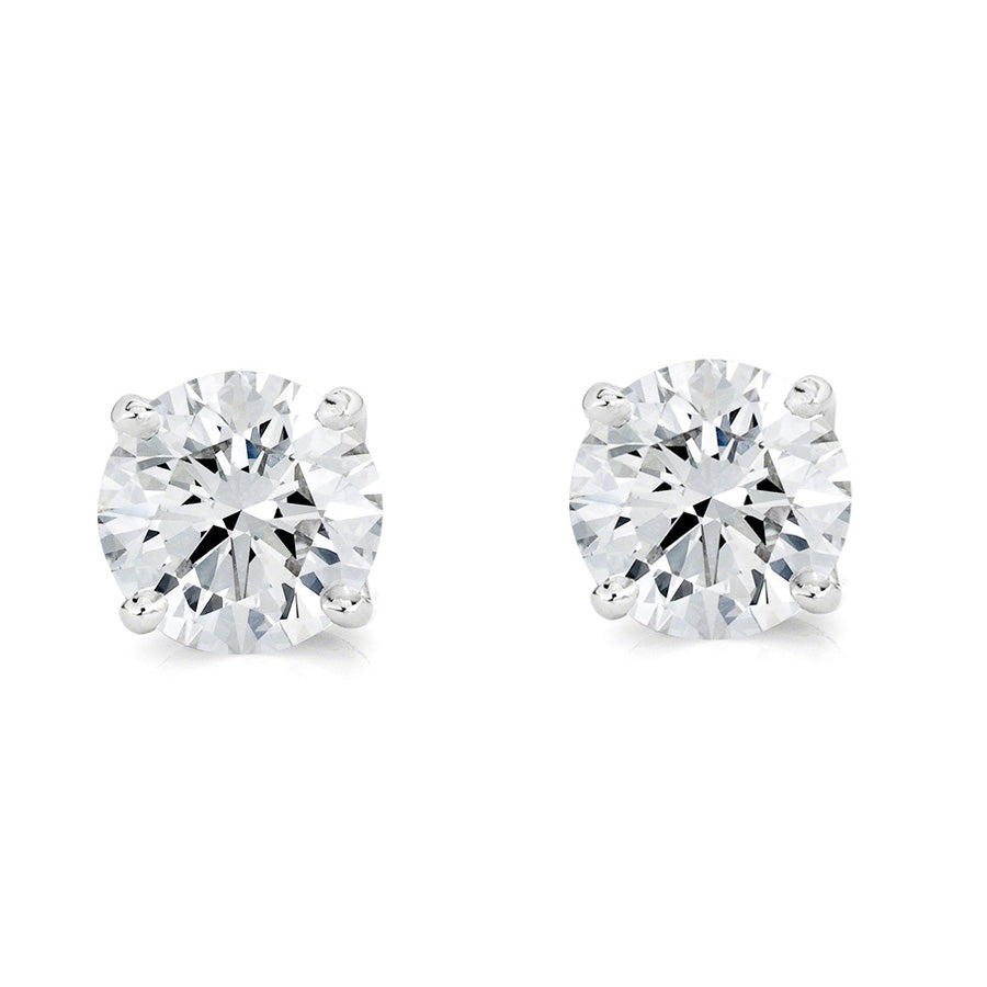 2.5 Carats GIA CERTIFIED Lab Grown Diamond Stud Post Earrings Round Brilliant White Gold 14K
