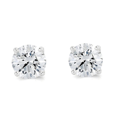 2.5 Carats GIA CERTIFIED Lab Grown Diamond Stud Post Earrings Round Brilliant White Gold 14K