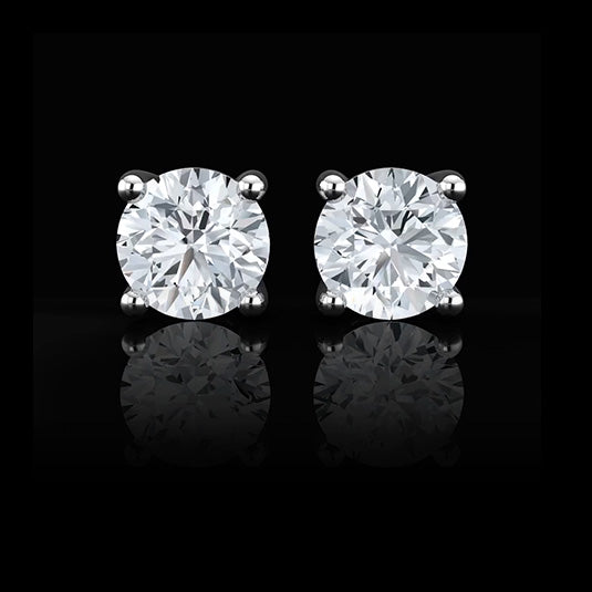 2.5 Carats Round Cut Natural Real ( Not Lab Grown ) Diamond Stud Earring Gold White 14K