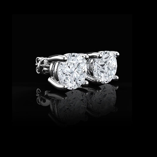 2.5 Carats Round Cut Natural Real ( Not Lab Grown ) Diamond Stud Earring Gold White 14K