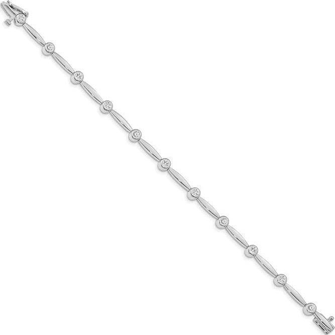 2.5 Carats Round Cut Lab Grown Diamonds Shiny Link Bracelet White Gold 10K