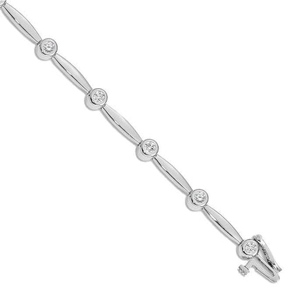 2.5 Carats Round Cut Lab Grown Diamonds Shiny Link Bracelet White Gold 10K