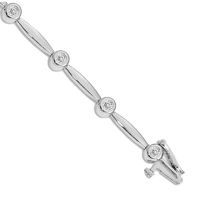 2.5 Carats Round Cut Lab Grown Diamonds Shiny Link Bracelet White Gold 10K