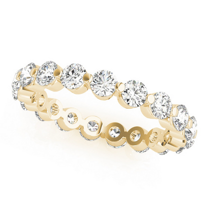 2.5 Ct Diamond Round Eternity Band Sparkling Lab Grown Yellow Gold 14K