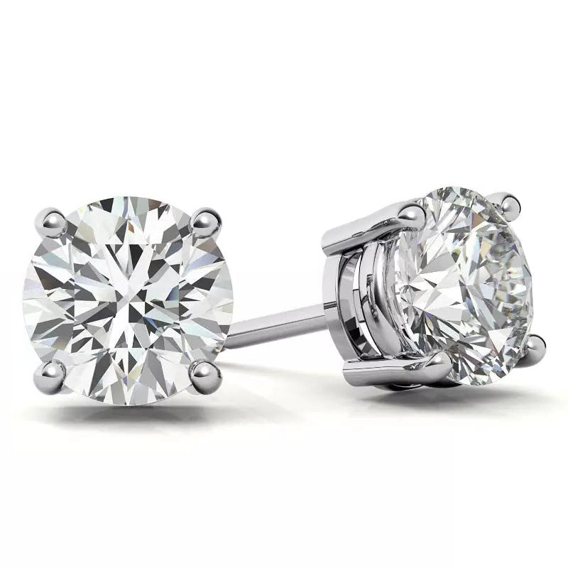 2.5 Ct Round Cut Lab Grown Diamond Stud Women Earring Solid White Gold 14K GIA CERTIFIED