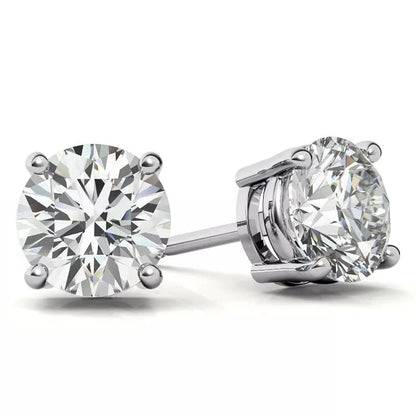 2.5 Ct Round Cut Lab Grown Diamond Stud Women Earring Solid White Gold 14K GIA CERTIFIED