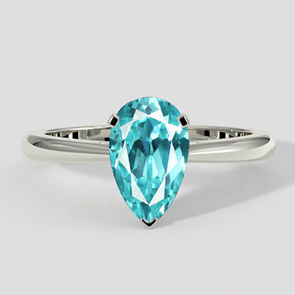 2.5ct Pear Paraiba Ring in 14k White Gold