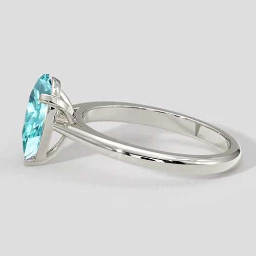 2.5ct Pear Paraiba Ring in 14k White Gold