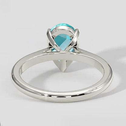 2.5ct Pear Paraiba Ring in 14k White Gold