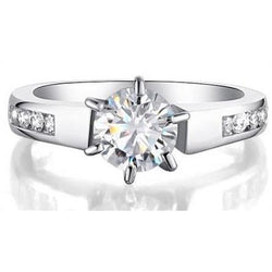 2.70 Carats Mined Diamonds Wedding Ring Prong Set White Gold 14K