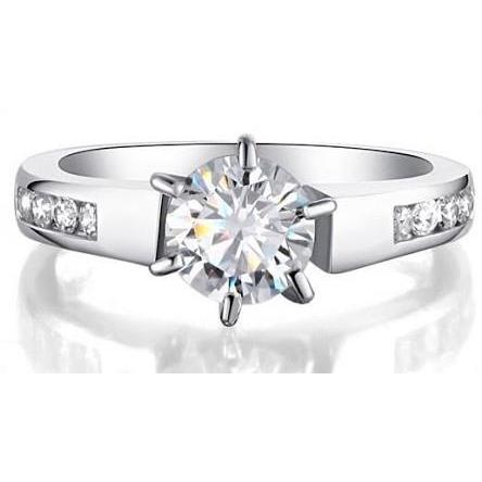 2.70 Carats Diamonds Wedding Ring Prong Set White Gold 14K