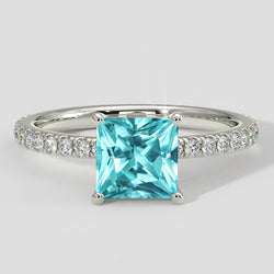2.75 Carats Paraiba Ring Cushion Cut
