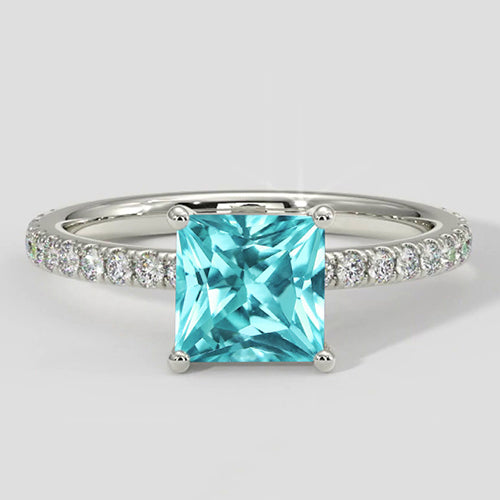 2.75 Carats Paraiba Ring Cushion Cut