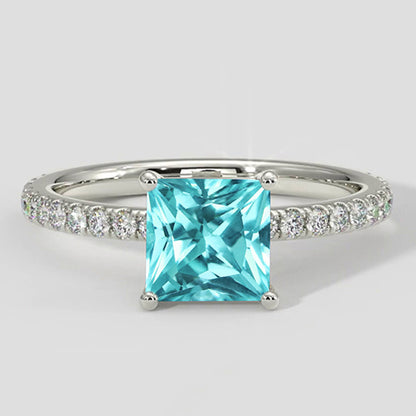2.75 Carats Paraiba Ring Cushion Cut