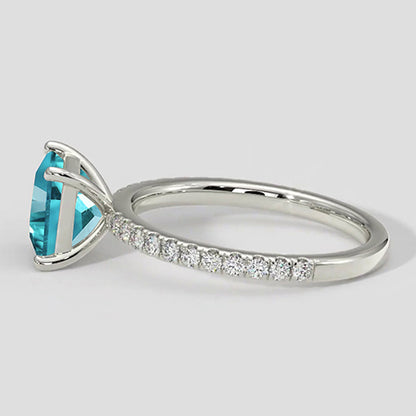 2.75 Carats Paraiba Ring Cushion Cut