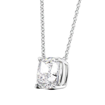 2.75 Carat Solitaire Cushion Natural Earth Mined Diamond Pendant Necklace White Gold