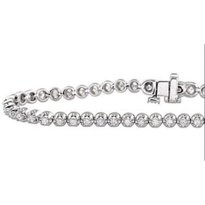 2.75 Carats Small Round Cut Lab Grown Diamonds Women Tennis Bracelet Gold 14K