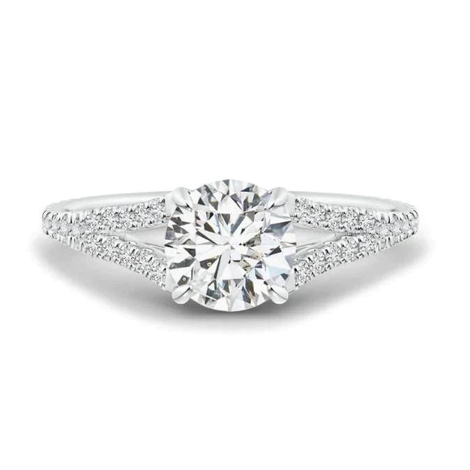 2.80 Carats Diamond Anniversary Ring Split Shank White Gold 14K