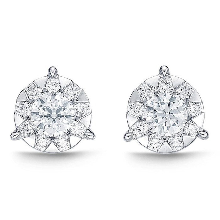 2.80 Carats Round Cut GIA CERTIFIED Lab Grown Diamonds Women Studs Earrings White Gold 14K