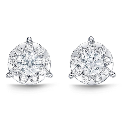 2.80 Carats Round Cut GIA CERTIFIED Lab Grown Diamonds Women Studs Earrings White Gold 14K