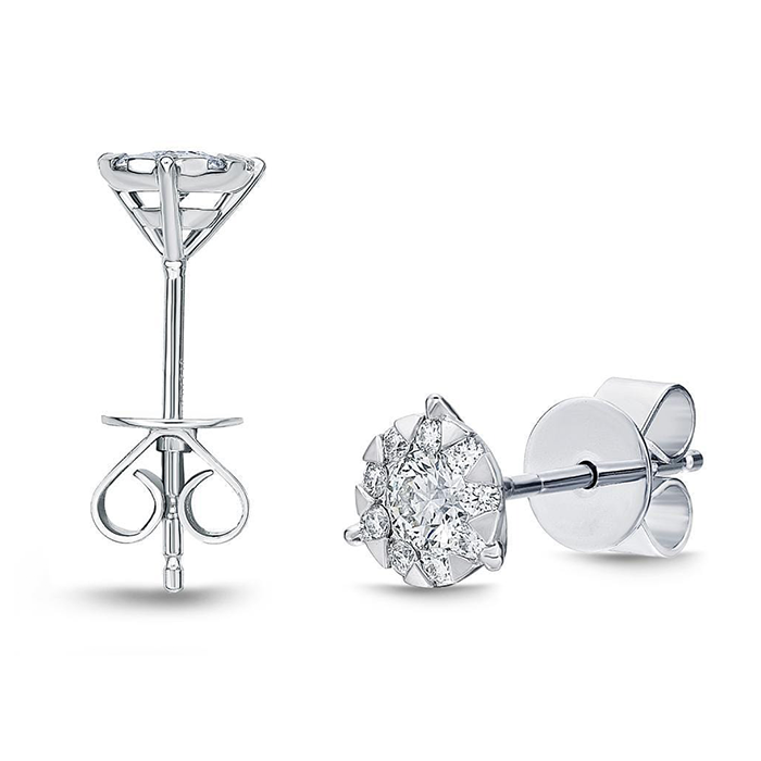 2.80 Carats Round Cut GIA CERTIFIED Lab Grown Diamonds Women Studs Earrings White Gold 14K