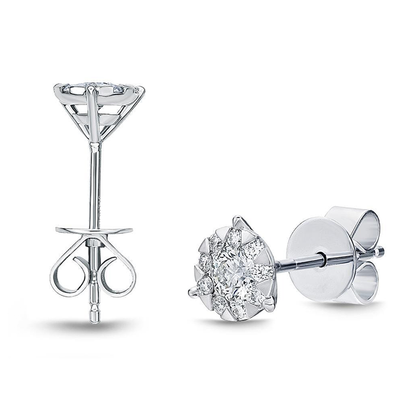 2.80 Carats Round Cut GIA CERTIFIED Lab Grown Diamonds Women Studs Earrings White Gold 14K