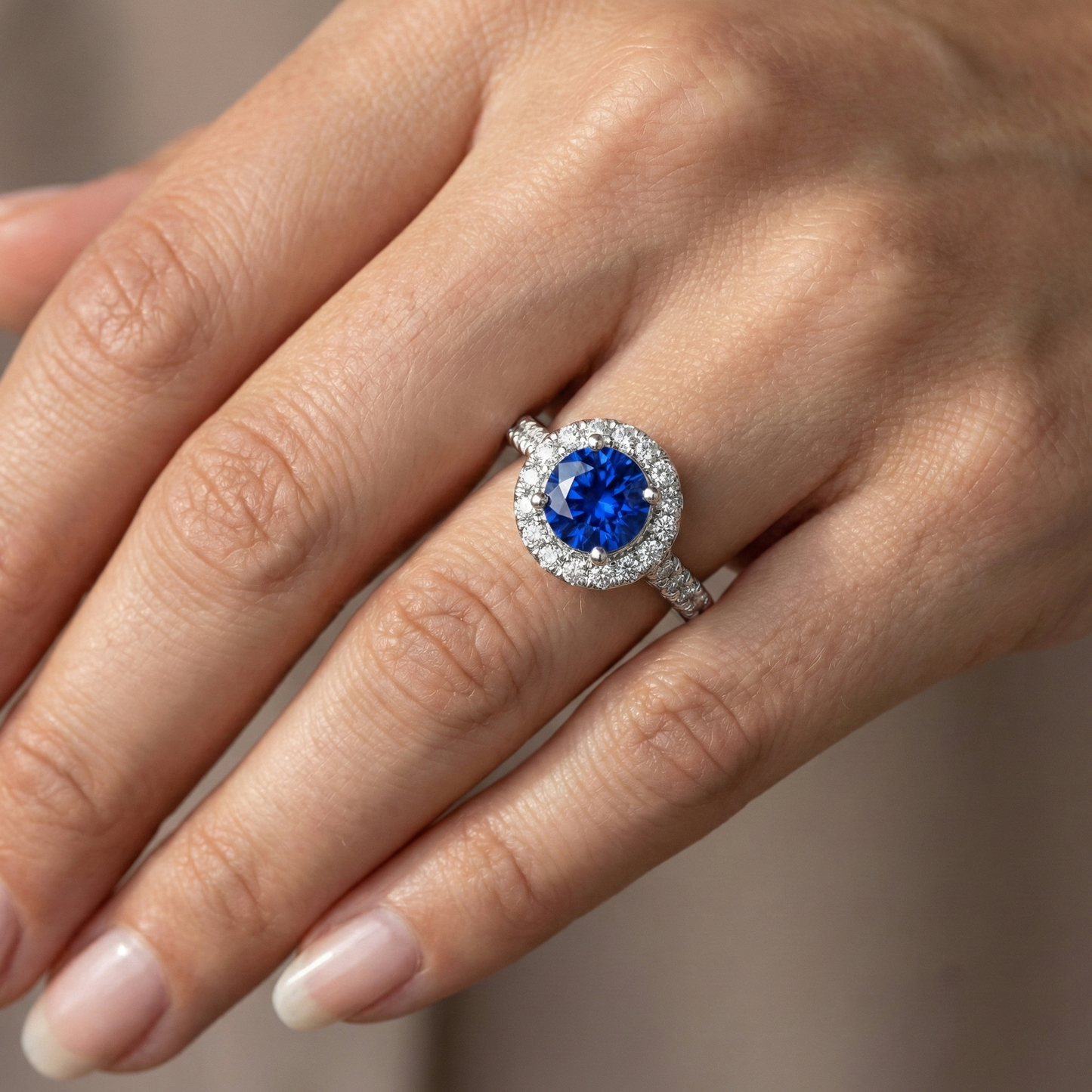 2.90 Ct Sri Lanka Blue Sapphire With Natural Earth Mined Diamond Ring White Gold 14K