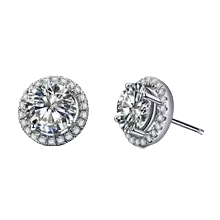 2.90 Carats Natural Earth Mined Diamond Ladies Studs Halo Earrings White Gold 14K