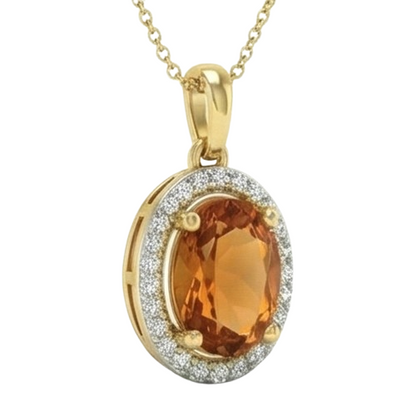 20.50 Ct Prong Set Madeira Citrine And Natural Earth Mined Diamond Pendant Yellow Gold 14K
