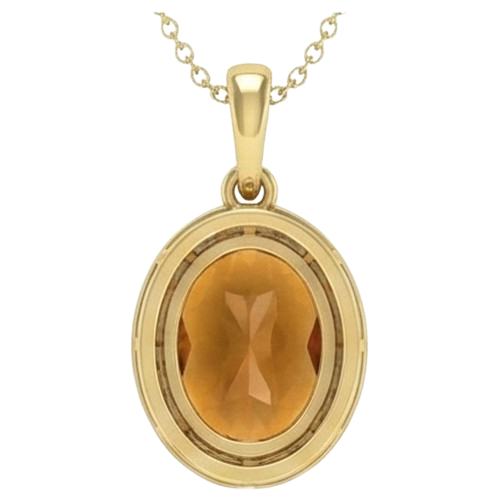 20.50 Ct Prong Set Madeira Citrine And Natural Earth Mined Diamond Pendant Yellow Gold 14K