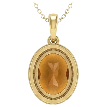 20.50 Ct Prong Set Madeira Citrine And Natural Earth Mined Diamond Pendant Yellow Gold 14K