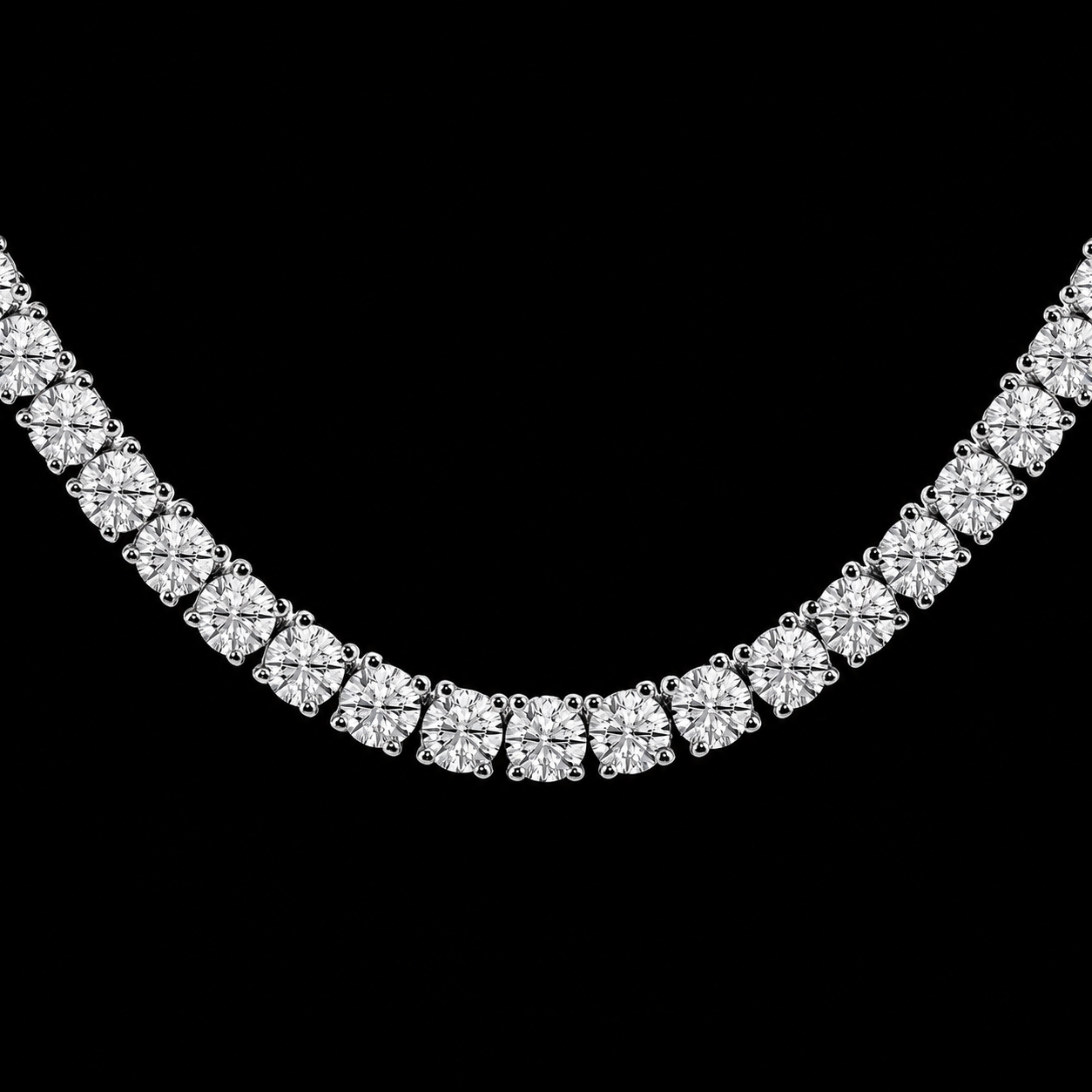 20 Carat Lab Grown Diamonds Tennis Necklace White Gold 14K 20 Inch Chain
