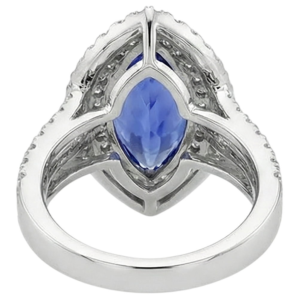 21.25 Ct Solitaire With Accent Tanzanite With Natural Earth Mined Diamonds Ring Gold 14K