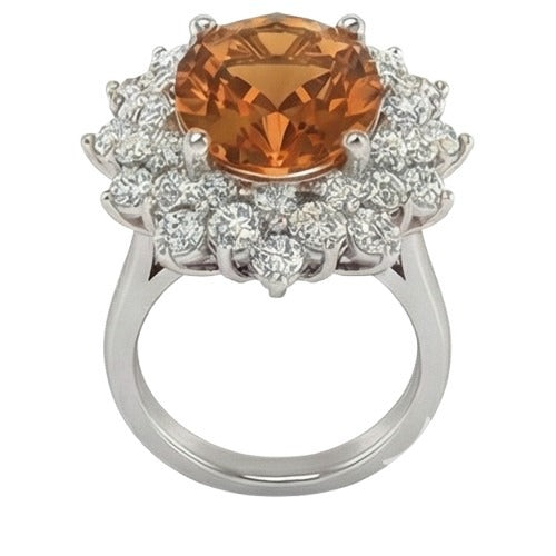 21.50 Ct Oval Cut Citrine Natural Earth Mined Diamond Wedding Ring White Gold 14K