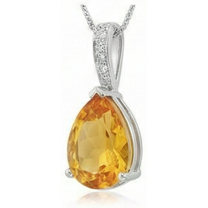 22.75 Carats Madeira Citrine With Natural Earth Mined Diamonds Pendant Prong Set Gold 14K